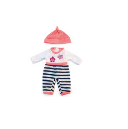 Pijama de Inverno Salmão para Boneca Bebé 32cm