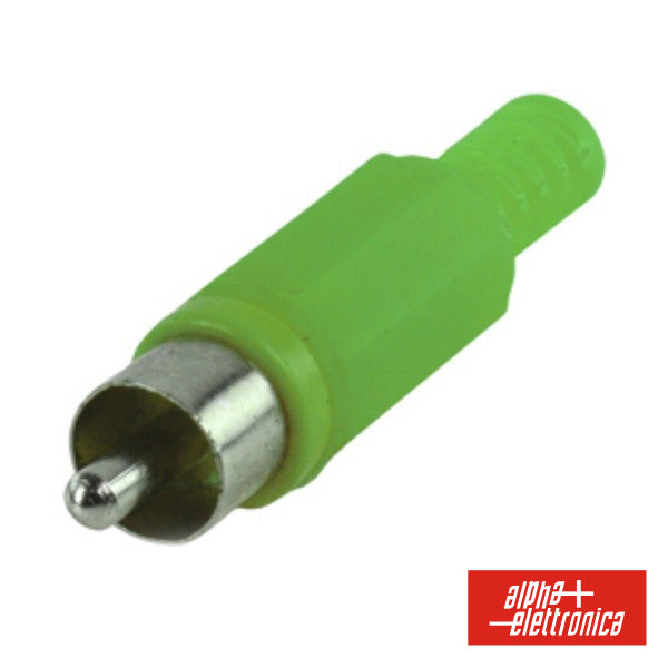 Ficha Rca Macho Verde C/ Proteção De Cabo Pvc