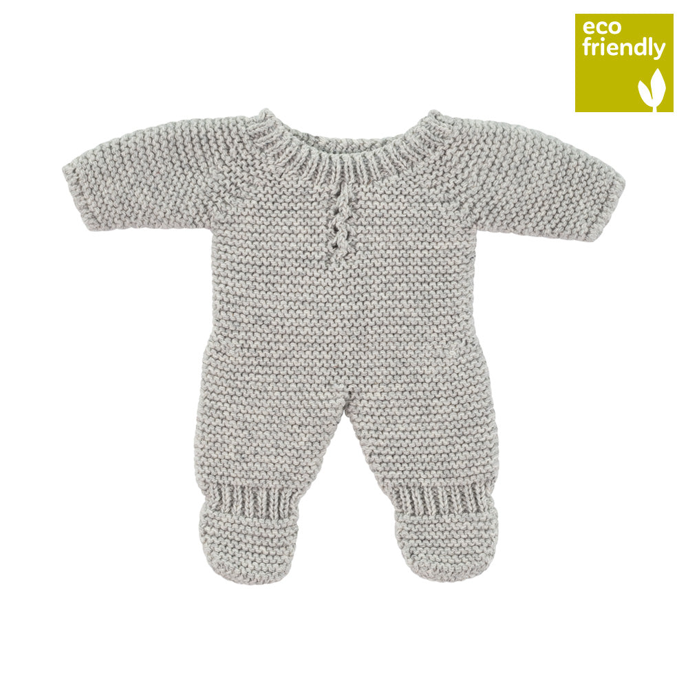 Conjunto de Pijama de Malha Cinza para Boneco Bebé 21cm