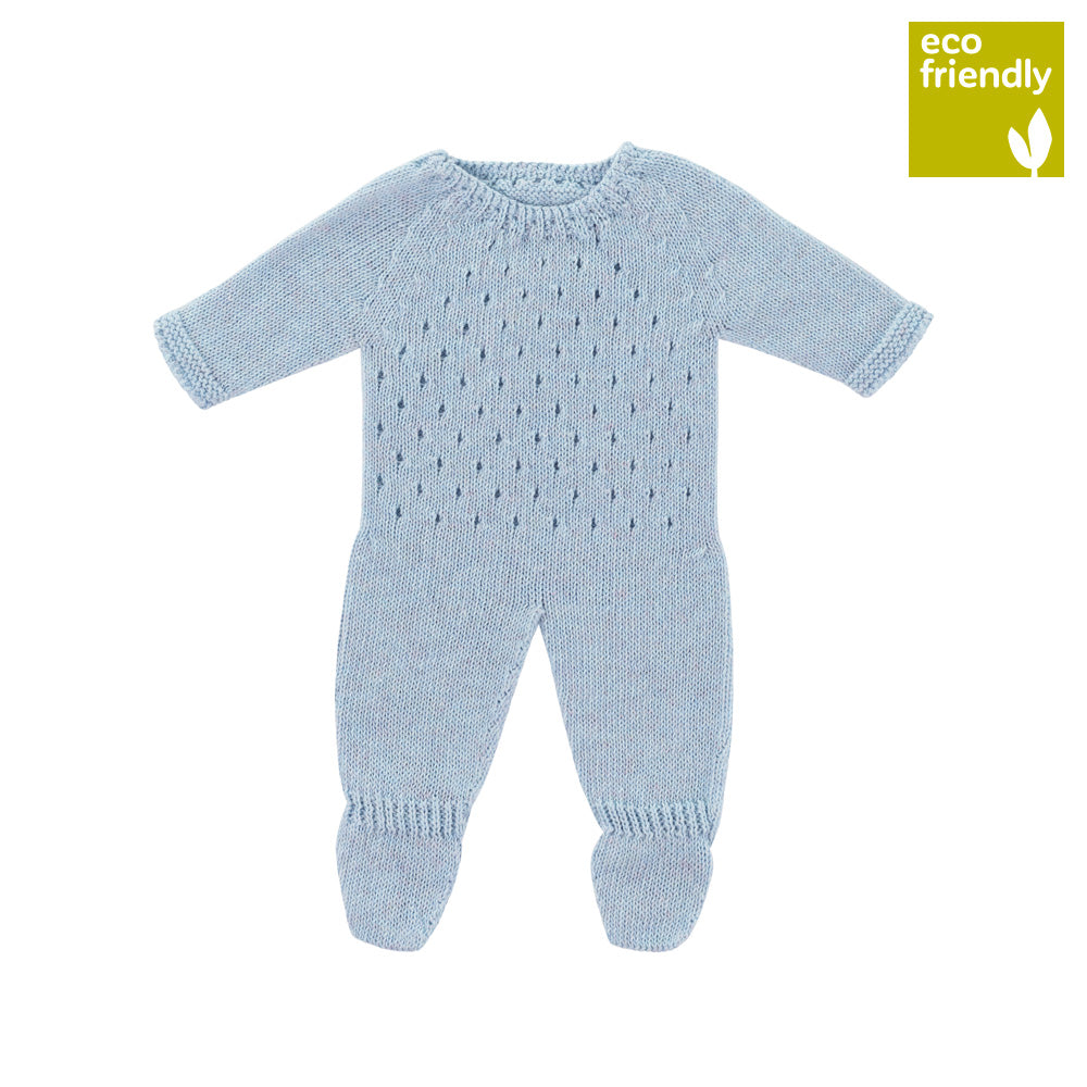 Conjunto de Pijama Malha Azul para Boneco Bebé 38cm