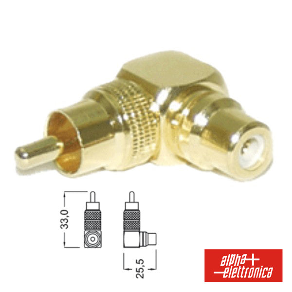 Ficha Adaptadora Rca Macho/ Rca Fêmea Dourada 90º