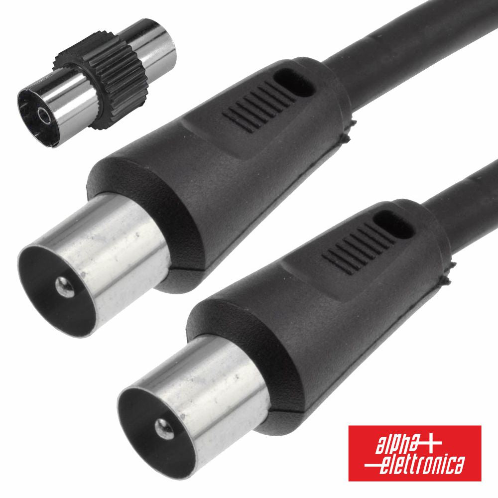 Cabo Coaxial Macho/Macho + Adaptador Preto 2M Alpha