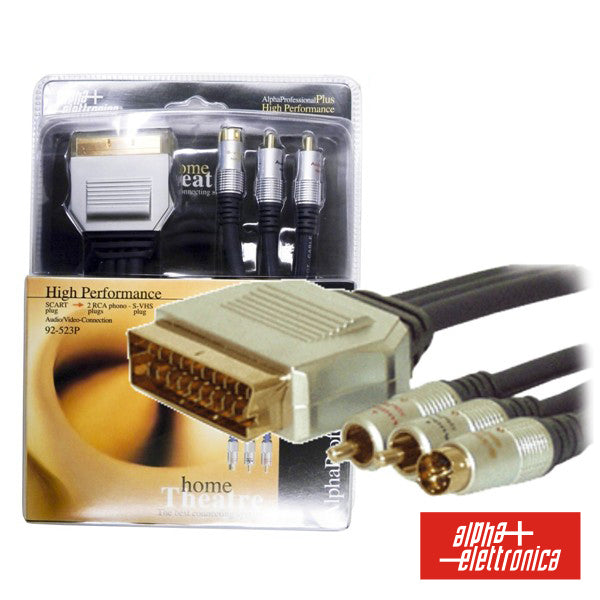 Cabo Profissional Scart Macho / 2Rca-Svhs Macho 1.5M Blister