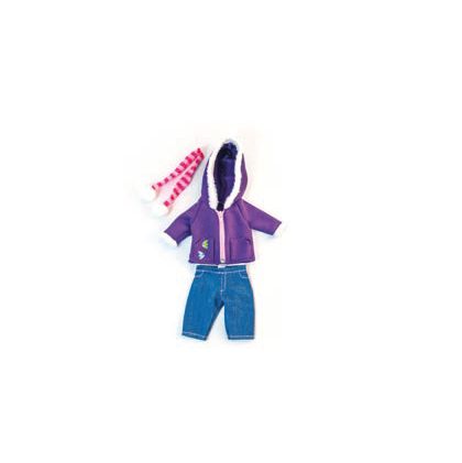 Conjunto de Roupa Inverno Roxo para Bonecos Bebé 32cm