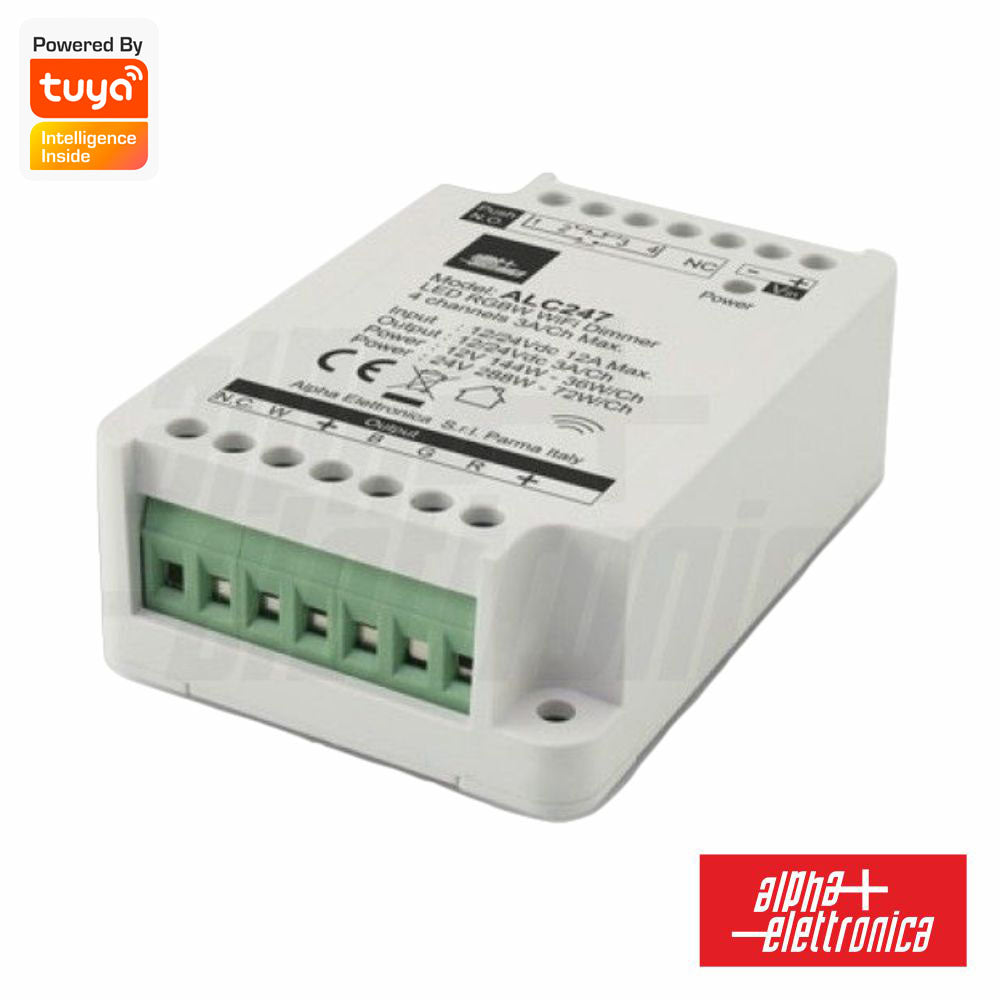 Controlador P/ Fita Led Rgbw 12/24V Wifi 4 Canais Tuya Alpha