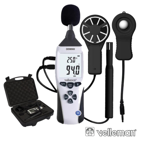 Medidor De Ambiente 5Em1 3 1/2 Db+Lux Velleman