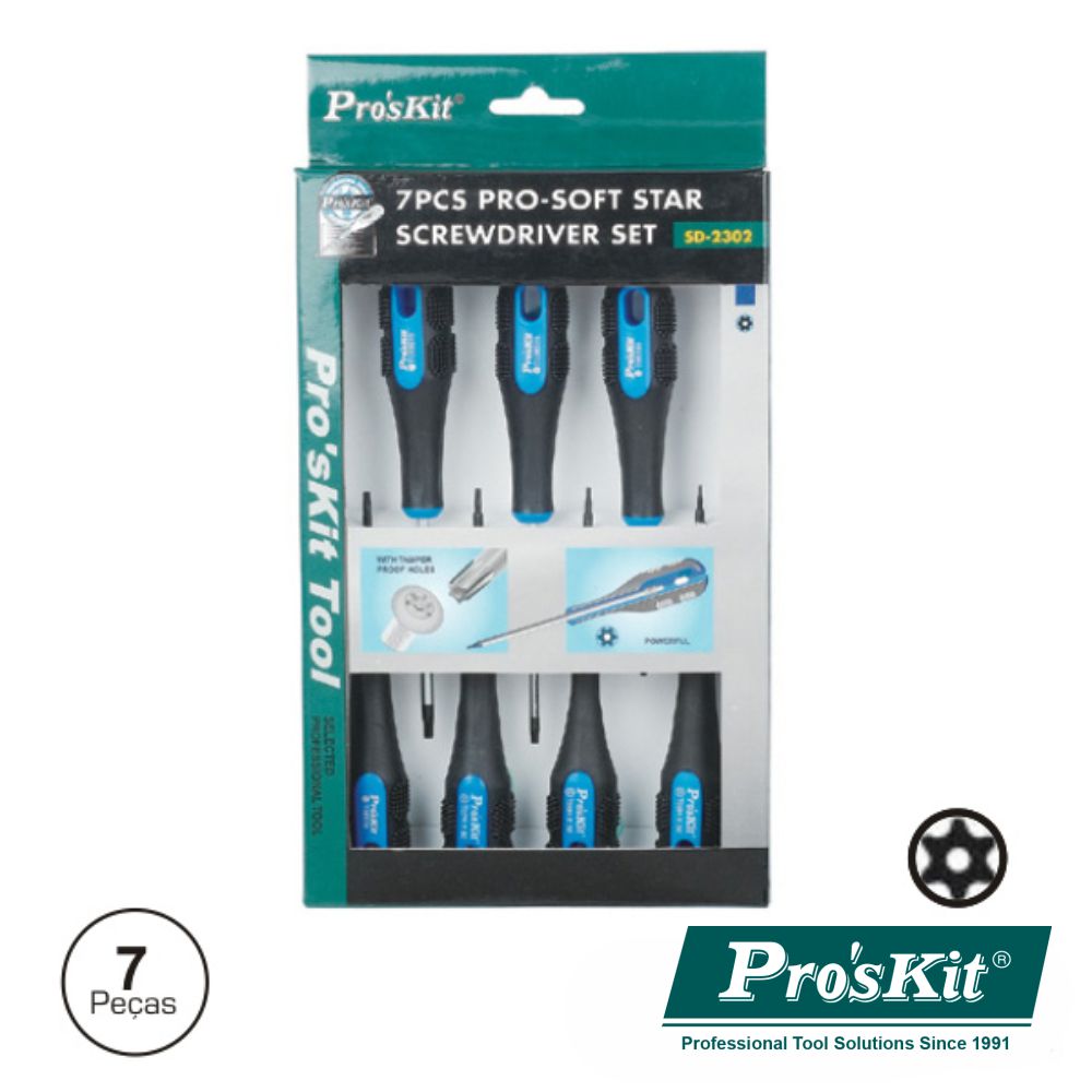 Conjunto De 7 Chaves Torx C/ Furo Proskit