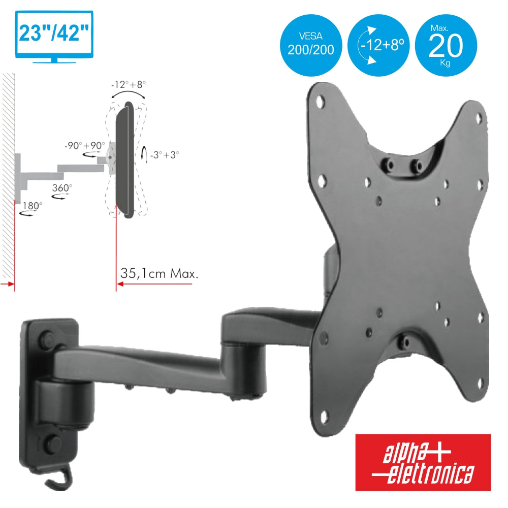 Suporte Lcd/Led 23/42" 20Kg C/ 2 Braços Vesa 200/200