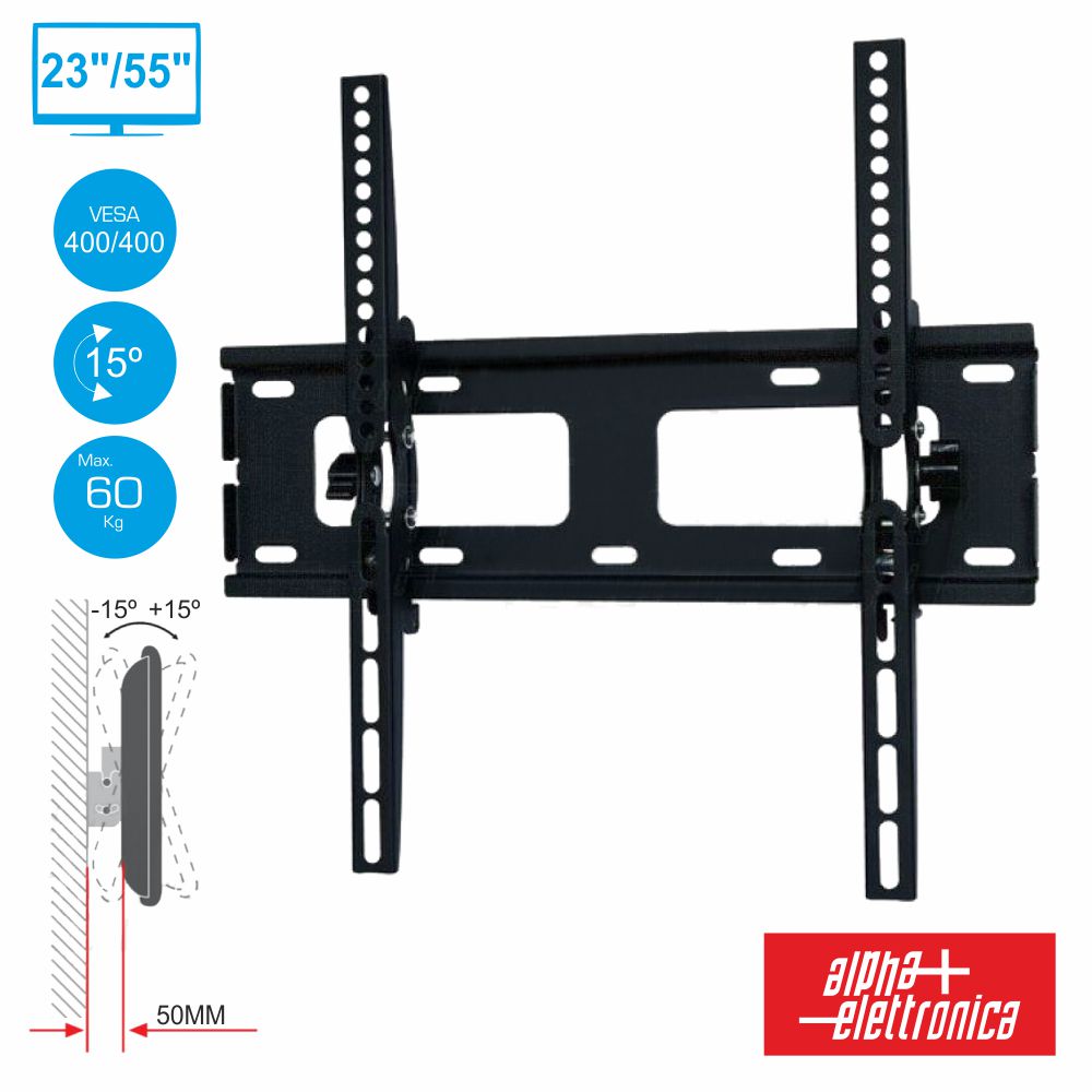 Suporte Lcd/Led 23/55" 50Kg -15º/+15º Vesa 400 Alpha