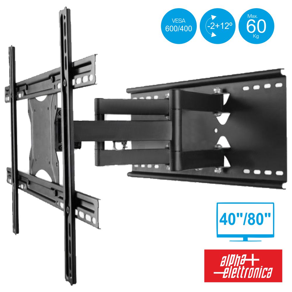 Suporte Lcd/Led 40/80" 2º/+12º Vesa 600/400 60Kg