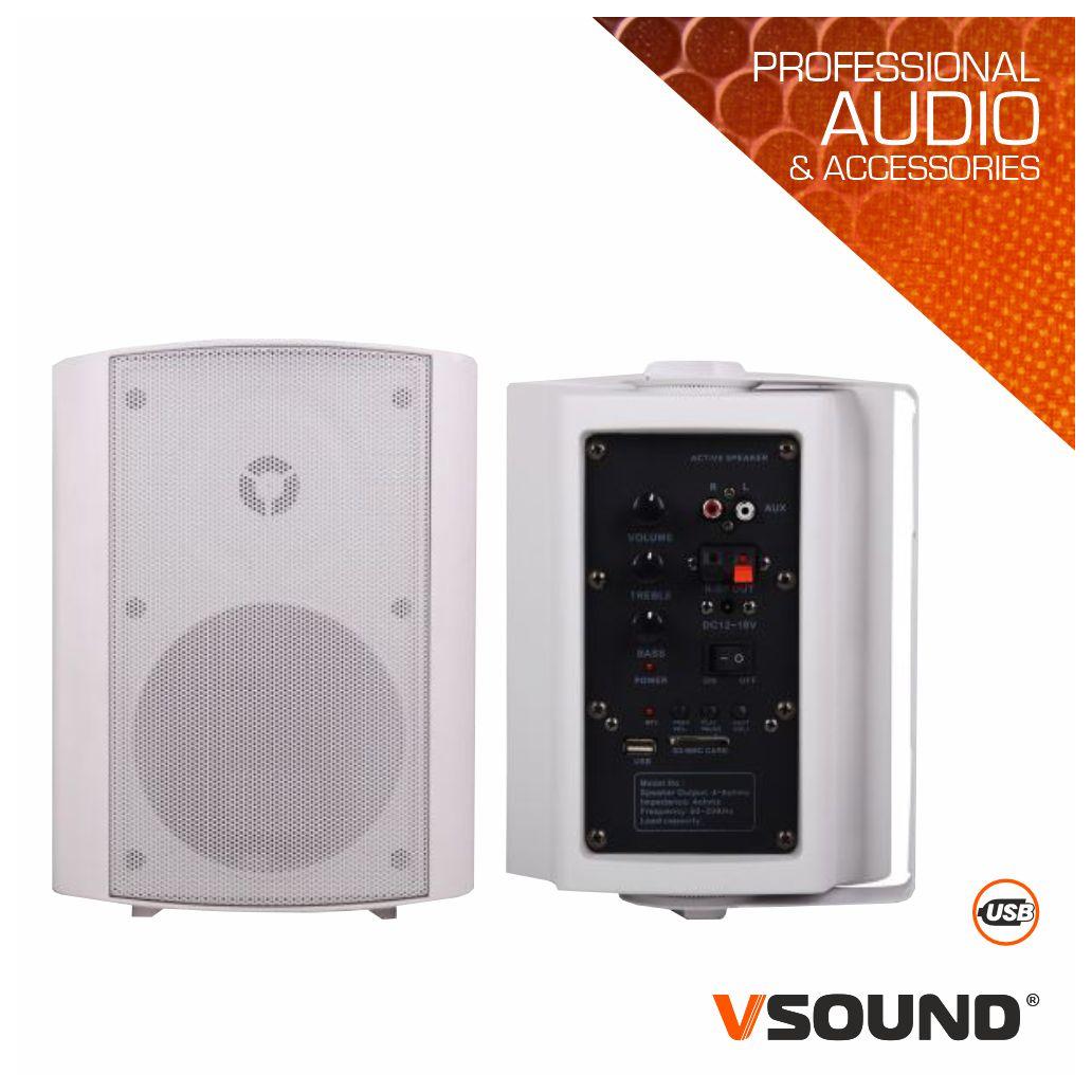 Conjunto 2 Colunas 5" Passiva+Amplificada 40W USB VSOUND