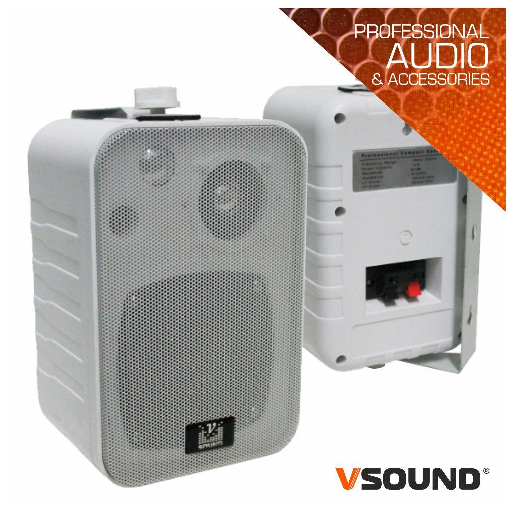 Conjunto De 2 Colunas Abs 4" 10W Brancas VSOUND