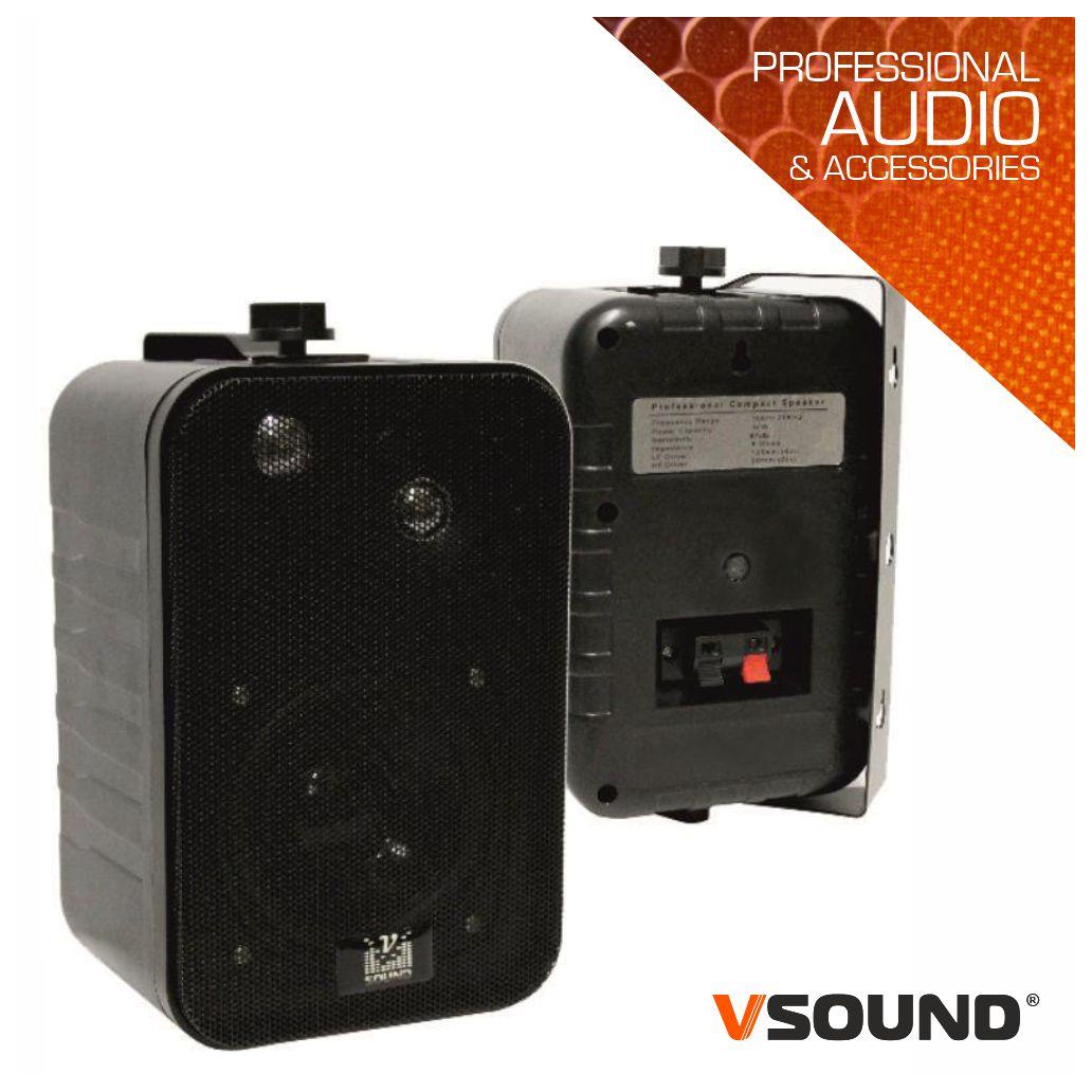 Conjunto De 2 Colunas Abs 4" 10W Pretas VSOUND