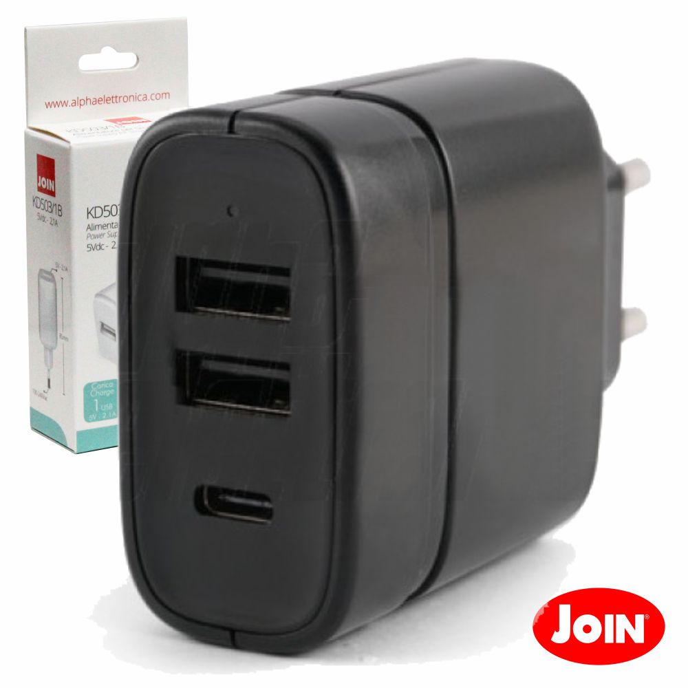 Alimentador Compacto Comutado 2 Usb 5V 1 Usb C 3A Max - NOVEDUC Equipamento Laboratório e Formação Profissional