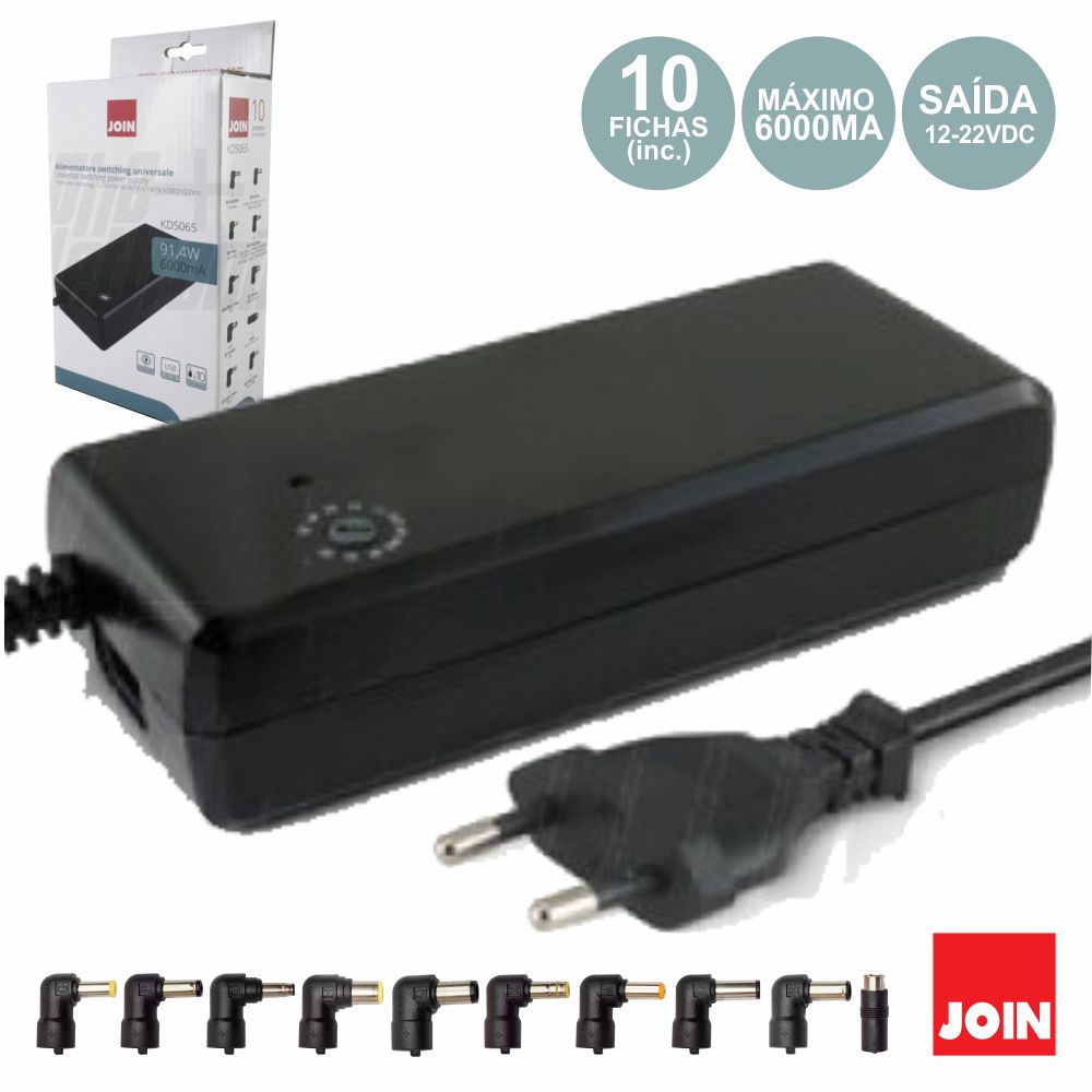 Alimentador Compacto Universal 12-22V 6A 81W Join - NOVEDUC Equipamento Laboratório e Formação Profissional