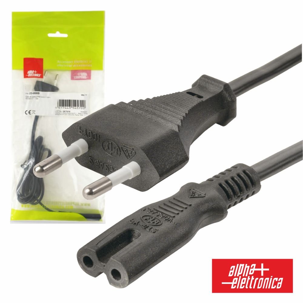 Cabo Alimentação Ac Plano / Tipo 8 Iec C7 1.5M Polybag - NOVEDUC Equipamento Laboratório e Formação Profissional02223 - 008B