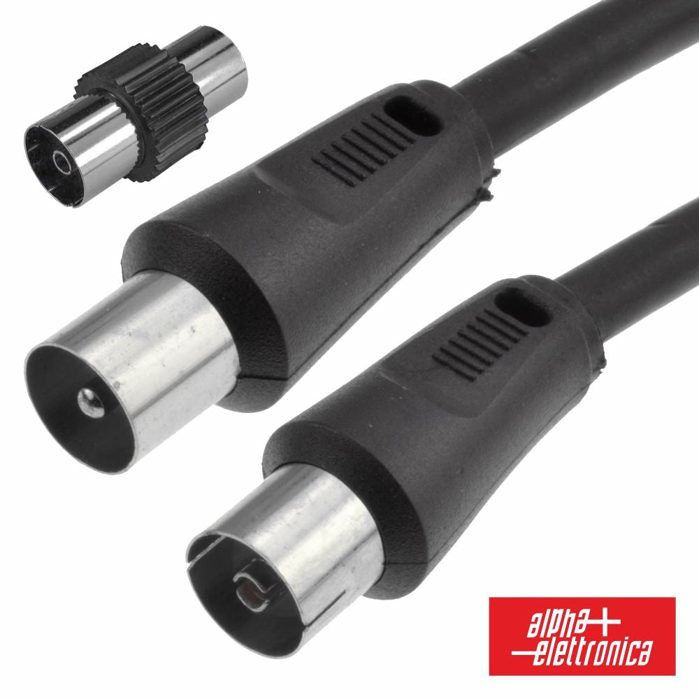 Cabo Coaxial Macho/Fêmea + Adaptador Preto 2M - NOVEDUC Equipamento Laboratório e Formação Profissional02287 - 012/02B