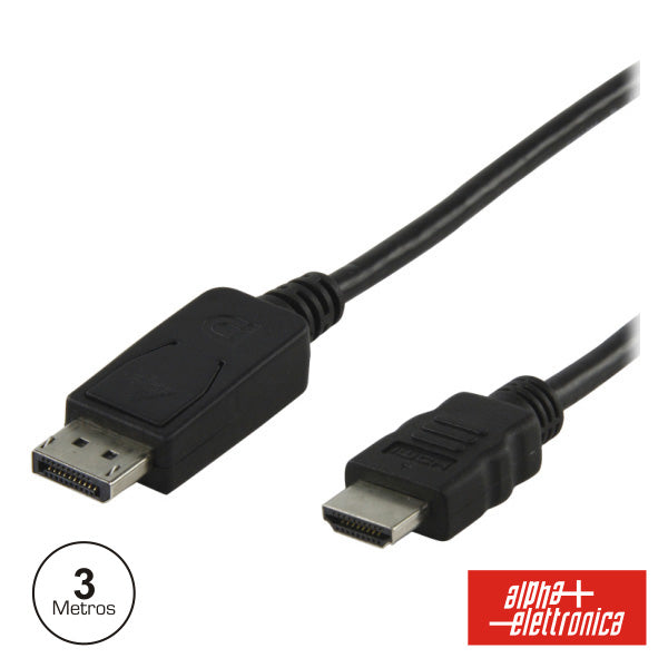 Cabo Displayport Macho / Hdmi Macho 3M - NOVEDUC Equipamento Laboratório e Formação Profissional