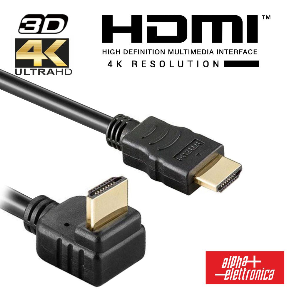 Cabo Hdmi Dourado Macho / Macho 2.0 4K Preto 2M 270º Alpha - NOVEDUC Equipamento Laboratório e Formação Profissional
