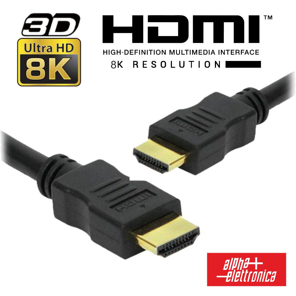 Cabo Hdmi Dourado Macho / Macho 2.2 8K Preto 1M Alpha - NOVEDUC Equipamento Laboratório e Formação Profissional