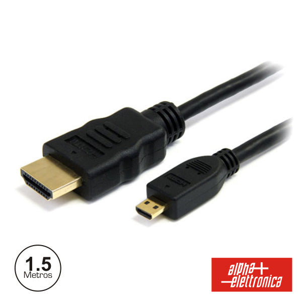 Cabo Hdmi Dourado Macho / Micro Hdmi Macho Preto 1.5M - NOVEDUC Equipamento Laboratório e Formação Profissional