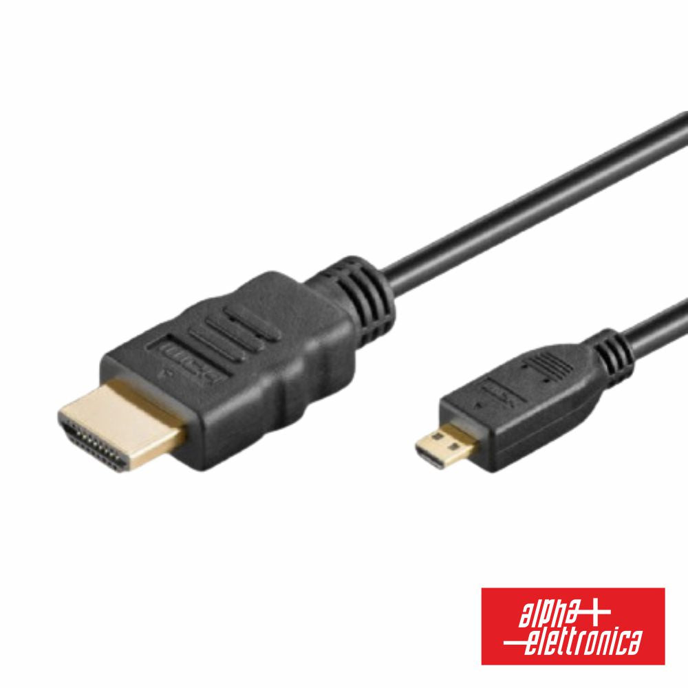 Cabo Hdmi Dourado Macho / Micro Hdmi Macho Preto 2M Alpha - NOVEDUC Equipamento Laboratório e Formação Profissional