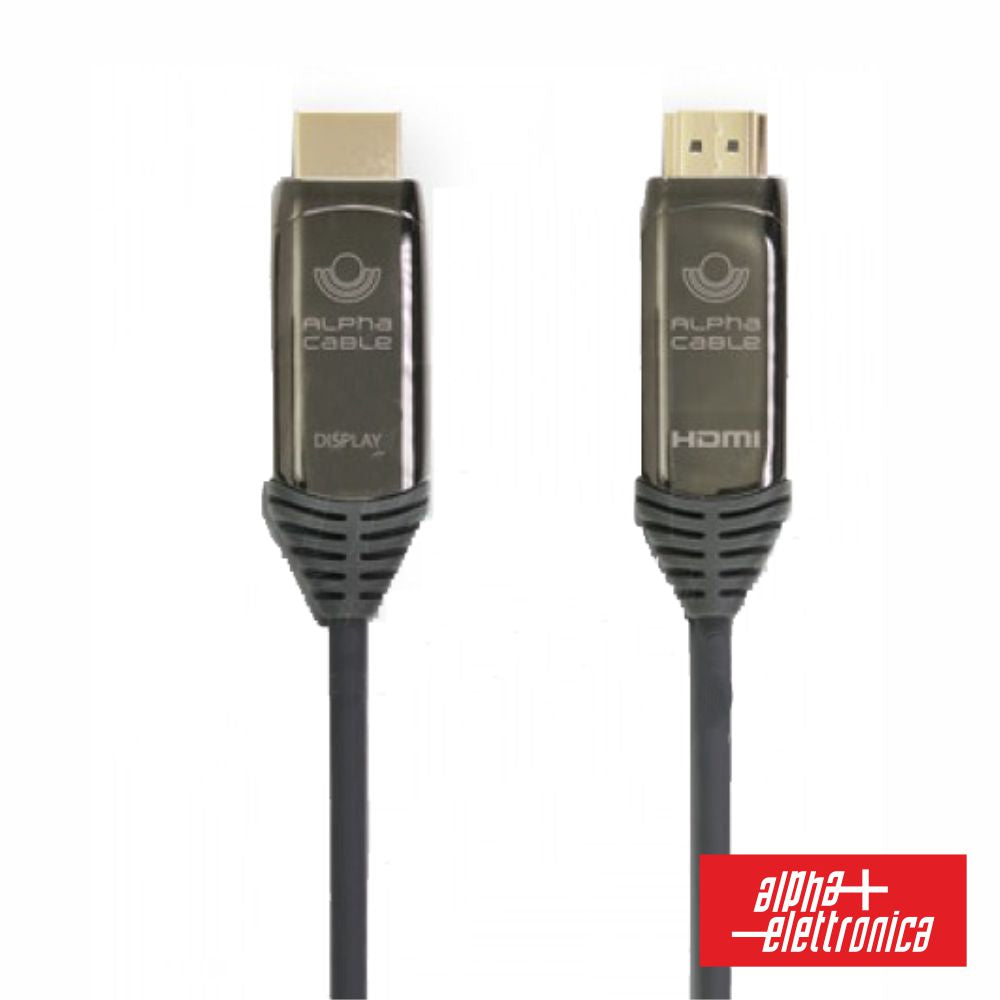Cabo Hdmi Fibra Óptica Dourado Macho / Macho Cinza 40M Alpha - NOVEDUC Equipamento Laboratório e Formação Profissional