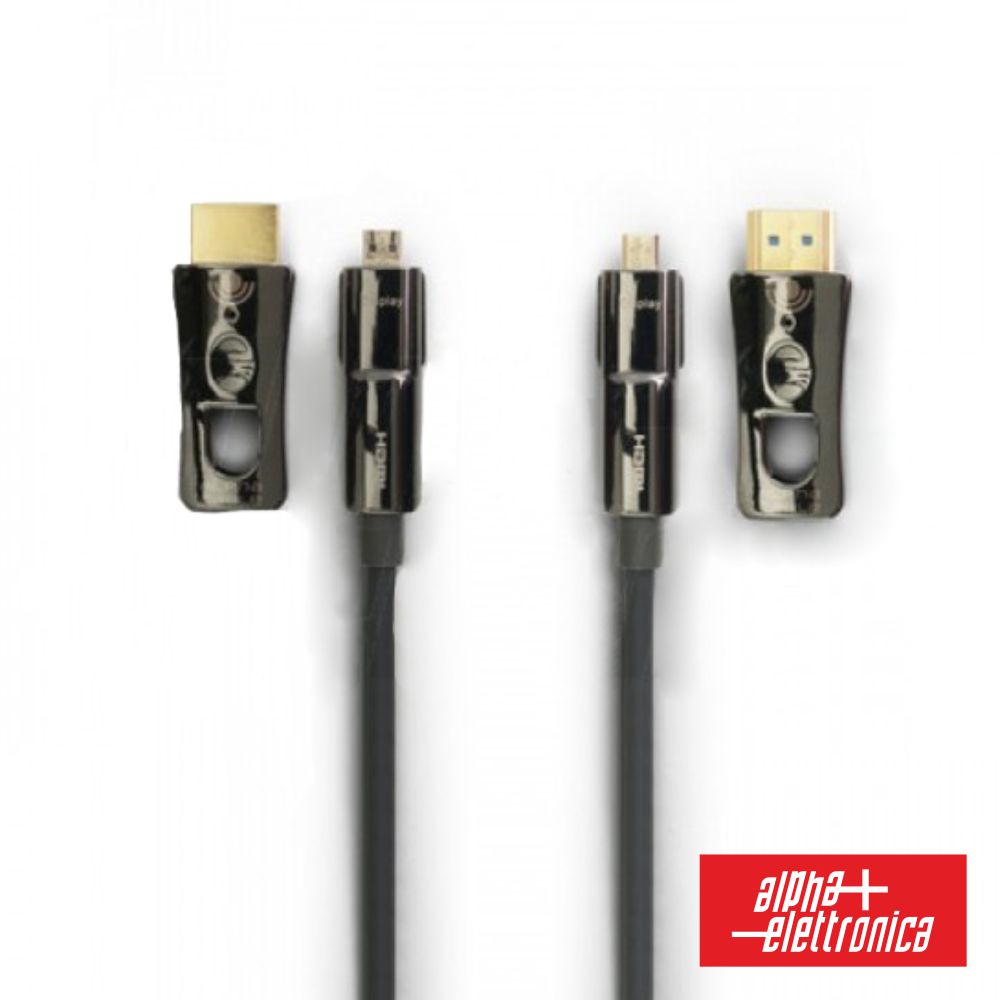 Cabo Hdmi Fibra Óptica Macho/Macho C/ Adaptador 10M Alpha - NOVEDUC Equipamento Laboratório e Formação Profissional