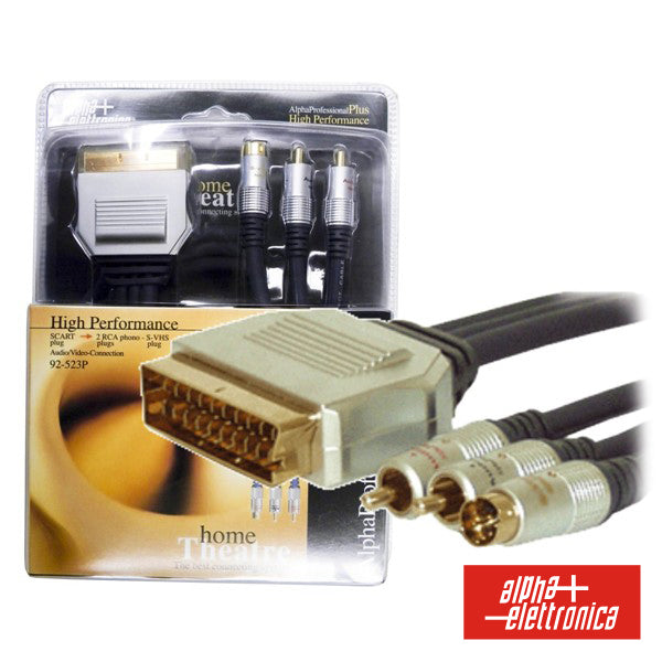 Cabo Profissional Scart Macho / 2Rca-Svhs Macho 1.5M Blister - NOVEDUC Equipamento Laboratório e Formação Profissional
