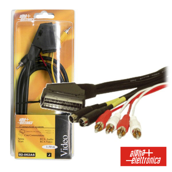 Cabo Scart Macho / 2Svhs-4Rca Áudio Macho 1.5M Blister - NOVEDUC Equipamento Laboratório e Formação Profissional