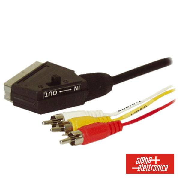Cabo Scart Macho / 3Rca 1Vídeo-2Audio Comutador 1.5M - NOVEDUC Equipamento Laboratório e Formação Profissional