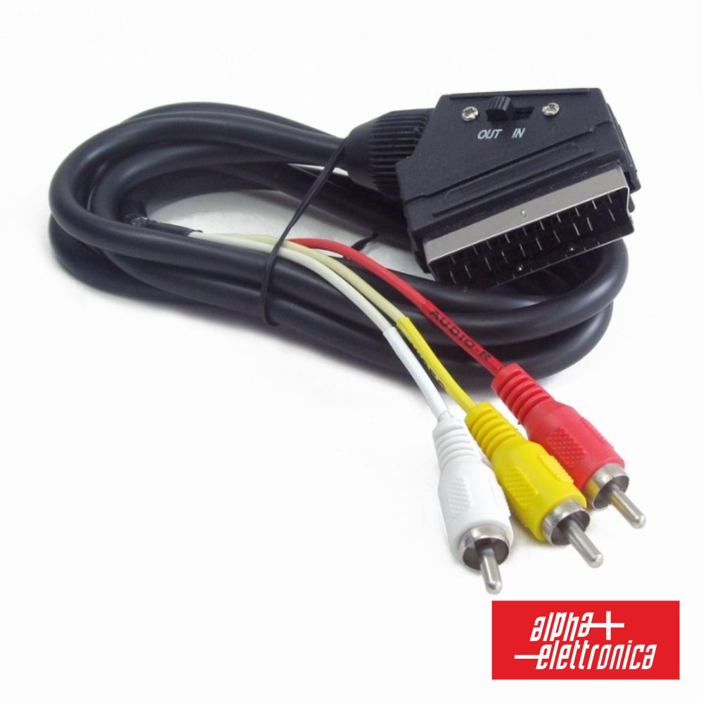 Cabo Scart Macho P/ 3 Rca Macho Vídeo+Áudio C/Comutador 1.5M - NOVEDUC Equipamento Laboratório e Formação Profissional