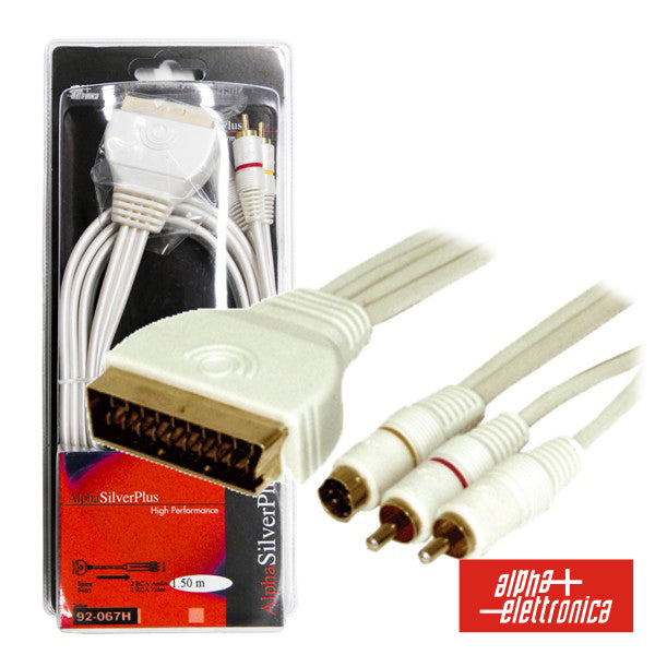 Cabo Silver Plus Scart Macho / 2Rca-1Shvs Macho 5M Blister - NOVEDUC Equipamento Laboratório e Formação Profissional