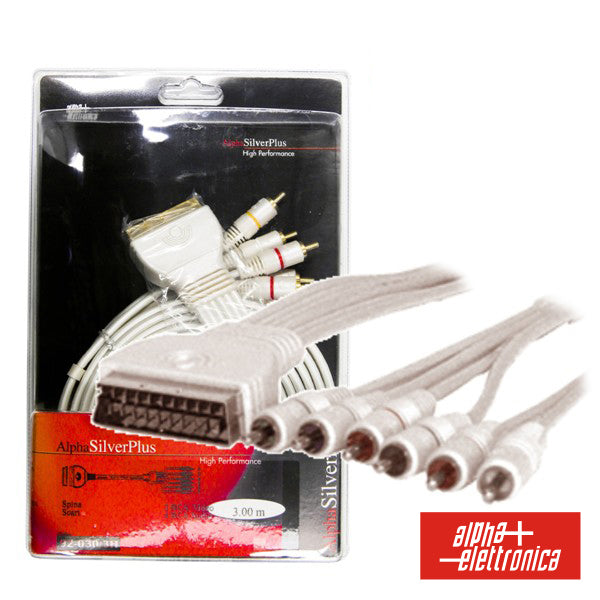 Cabo Silver Plus Scart Macho / 6Rca Macho 1.5M Blister - NOVEDUC Equipamento Laboratório e Formação Profissional