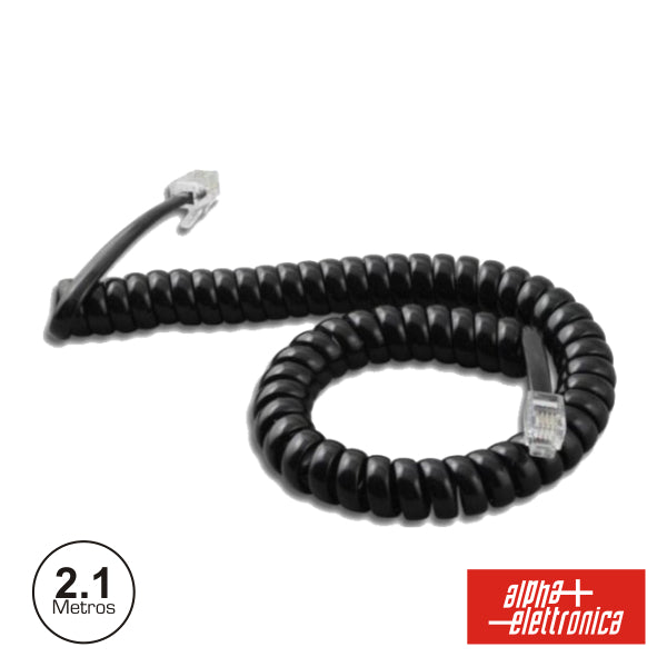 Cabo Telefone 4P4C Espiral Preto 2.1M - NOVEDUC Equipamento Laboratório e Formação Profissional