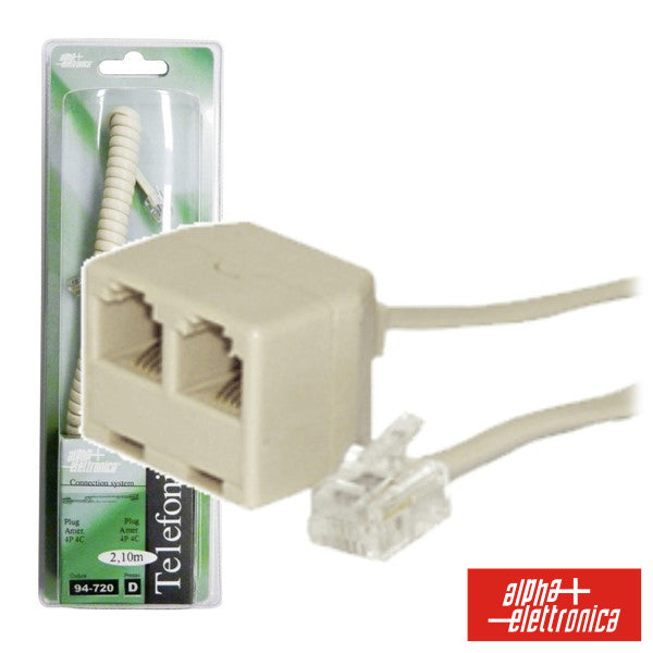 Cabo Telefone 6P4C Macho/ 2Fêmea Creme 2.1M Blister - NOVEDUC Equipamento Laboratório e Formação Profissional