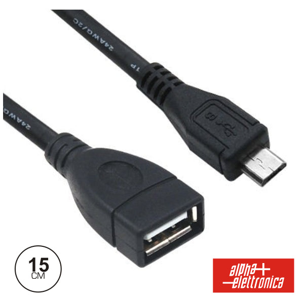Cabo Usb-A 2.0 Fêmea / Micro Usb-B Macho Otg 15Cm - NOVEDUC Equipamento Laboratório e Formação Profissional