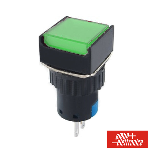 Comutador Pulsador Quadrado 230V 1 Na 1 Nf Verde Unipolar - NOVEDUC Equipamento Laboratório e Formação Profissional