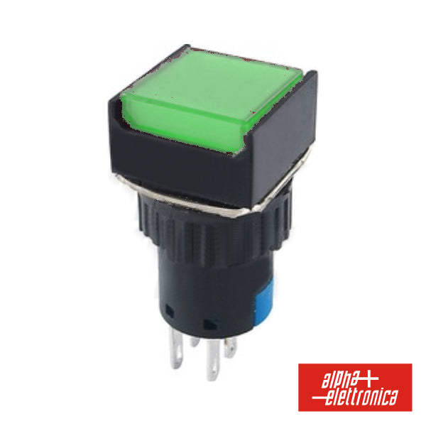 Comutador Pulsador Quadrado 230V 2 Na 2 Nf Verde Bipolar - NOVEDUC Equipamento Laboratório e Formação Profissional