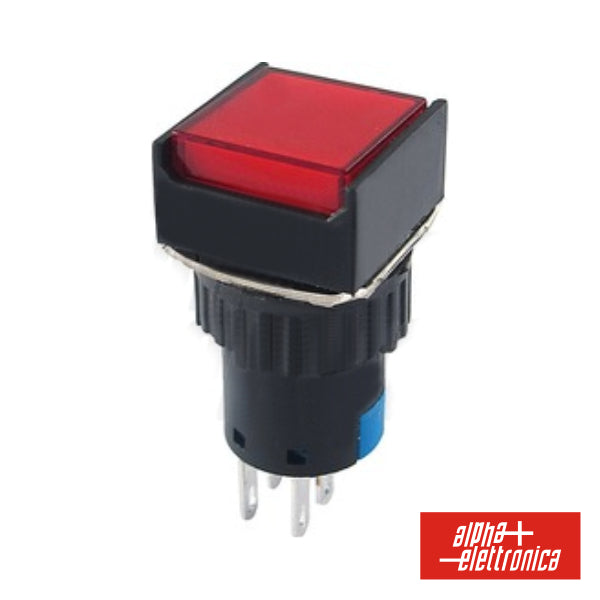 Comutador Pulsador Quadrado 230V 2 Na 2 Nf Vermelho Bipola - NOVEDUC Equipamento Laboratório e Formação Profissional