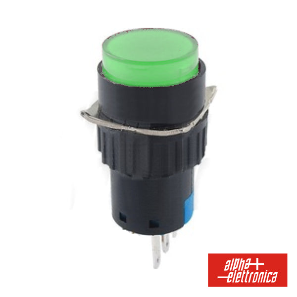 Comutador Pulsador Redondo 230V 1 Na 1 Nf Verde Unipolar - NOVEDUC Equipamento Laboratório e Formação Profissional