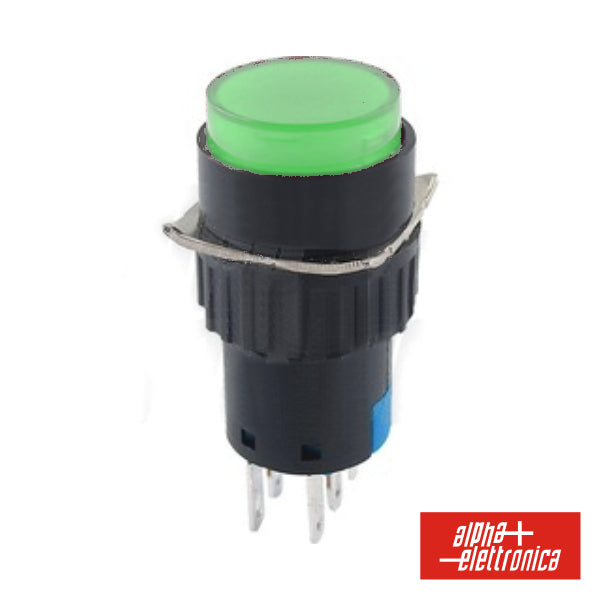 Comutador Pulsador Redondo 230V 2 Na 2 Nf Verde Bipolar - NOVEDUC Equipamento Laboratório e Formação Profissional
