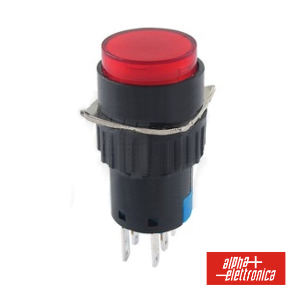 Comutador Pulsador Redondo 230V 2 Na 2 Nf Vermelho Bipolar - NOVEDUC Equipamento Laboratório e Formação Profissional