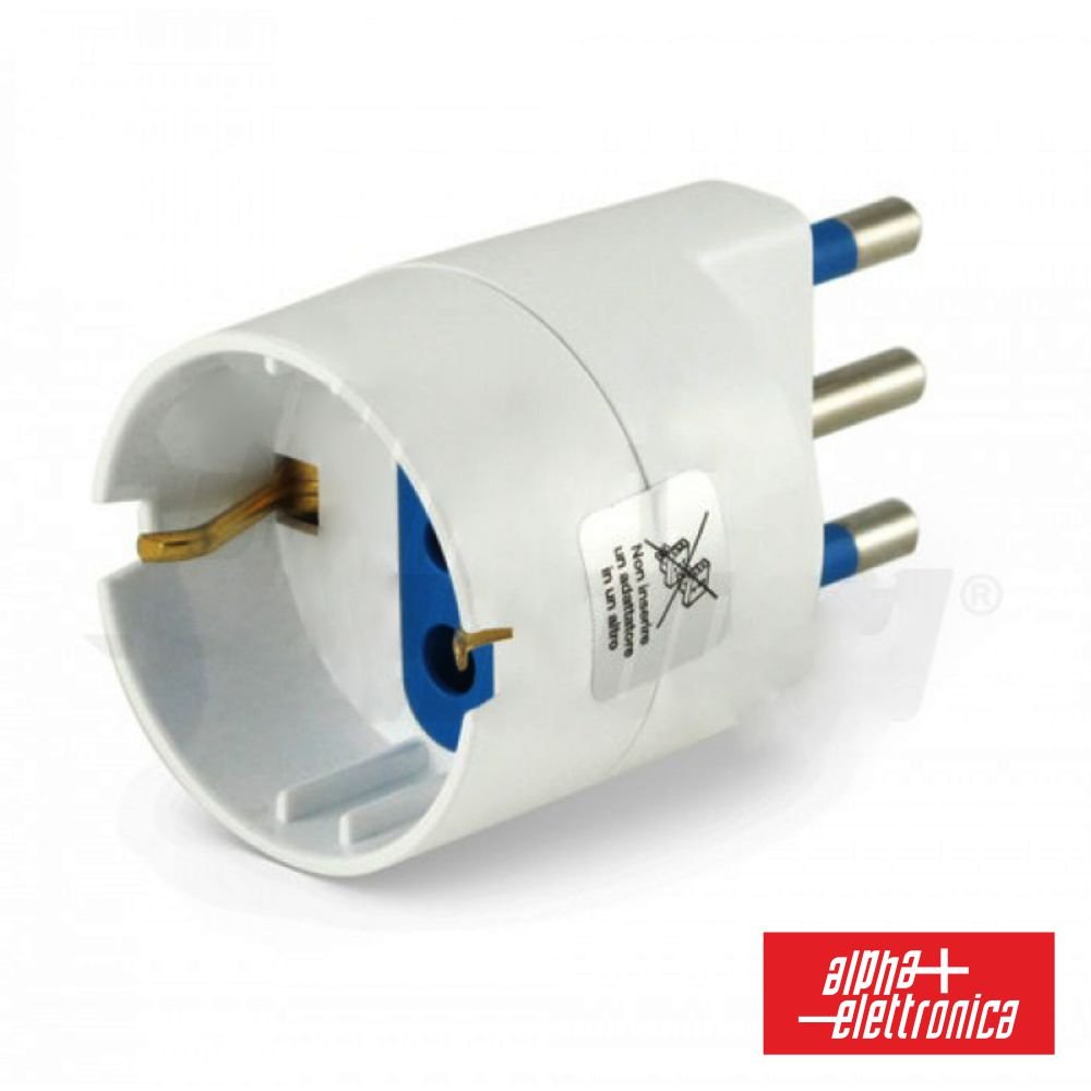 Ficha Adaptadora Viagem Italiana / Schuko 13A Branca - NOVEDUC Equipamento Laboratório e Formação Profissional02223 - 47B