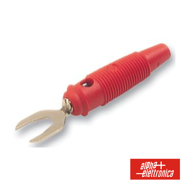 Ficha Banana Tipo Forqulha 4Mm Vermelha - NOVEDUC Equipamento Laboratório e Formação Profissional