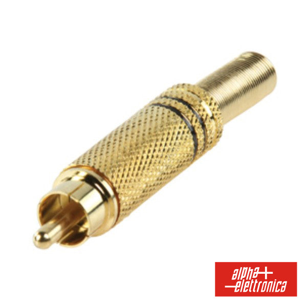 Ficha Rca Macho Dourada-Preta C/ Proteção De Cabo - NOVEDUC Equipamento Laboratório e Formação Profissional