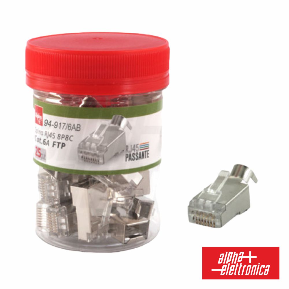 Ficha Rj45 De Cravar Blindada 8P8C Cat6A Ftp Passante - NOVEDUC Equipamento Laboratório e Formação Profissional