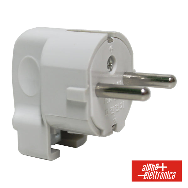 Ficha Schuko Macho C/ Terra Lateral 220V Branco - NOVEDUC Equipamento Laboratório e Formação Profissional