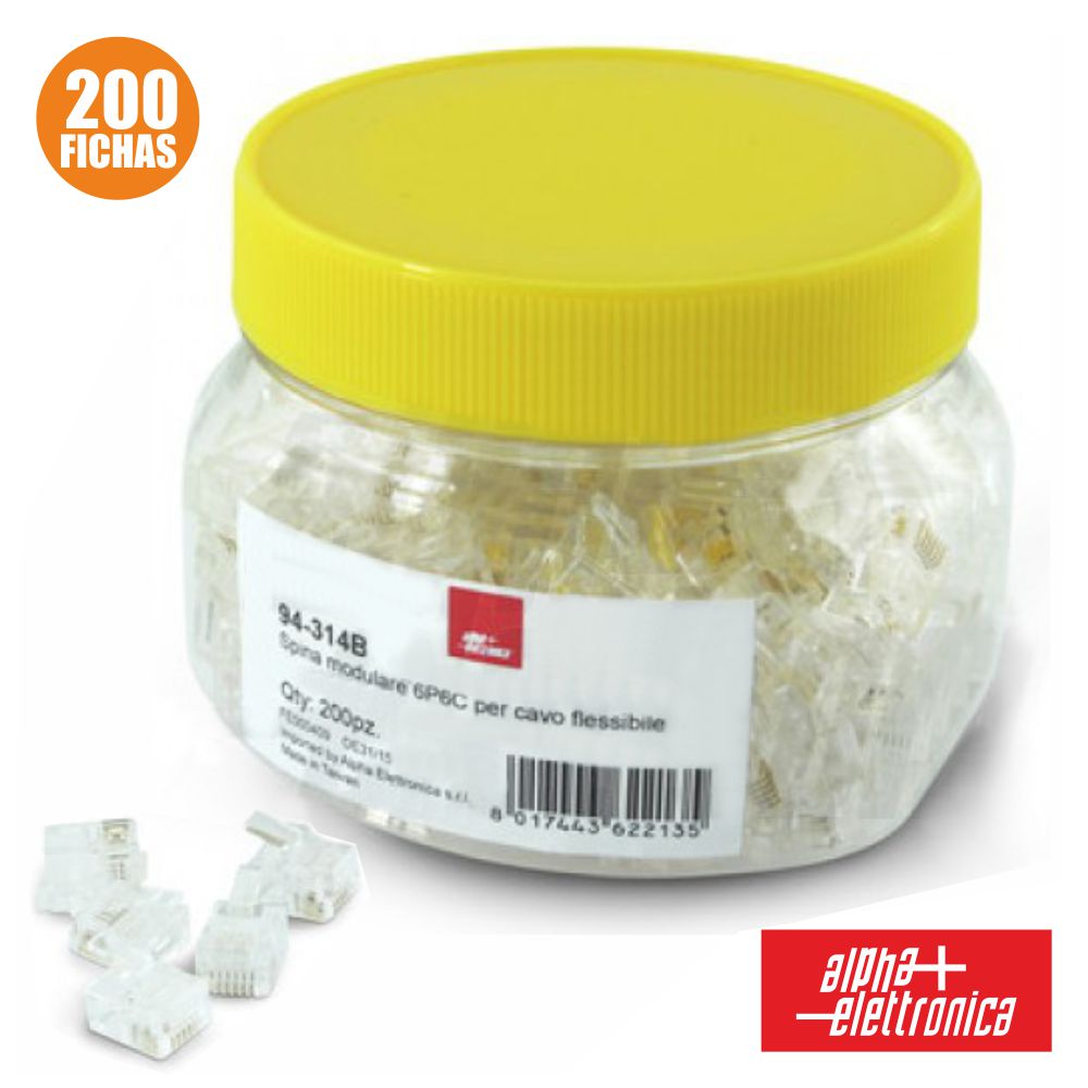 Ficha Telefone Rj12 Modular 6P6C P/ Cabo Flexível 200X - NOVEDUC Equipamento Laboratório e Formação Profissional