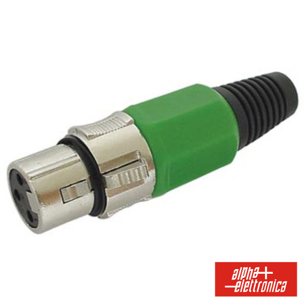 Ficha Xlr 3P Fêmea Verde C/ Blindagem E Bloqueio - NOVEDUC Equipamento Laboratório e Formação Profissional